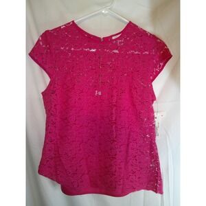 Liz Claiborne Lace‎ Blouse Top Sleeveless Lined Hot Pink Party (2-Pieces) S NWT